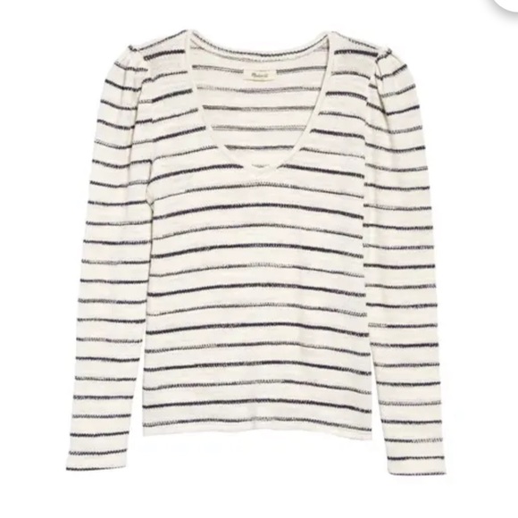 Madewell Tops - Madewell Textured Cotton Blend Loose Fit Striped Sweater Top